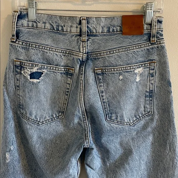 Anine Bing Gavin Jeans Relaxed Women's Size 26 Straight Leg Distressed Blue - Picture 10 of 14